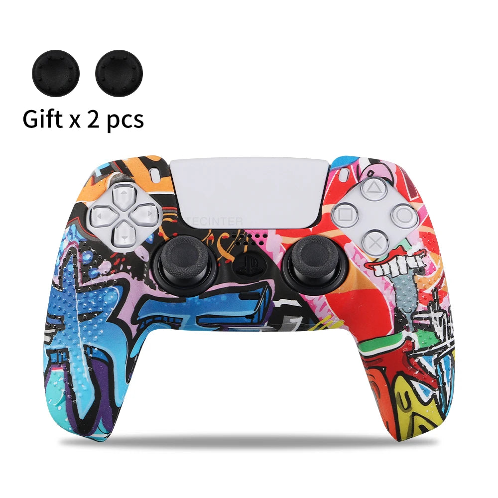 Housse de protection en silicone pour manette de jeu Slim — étui en caoutchouc antidérapant avec capuchons de poignées de pouce