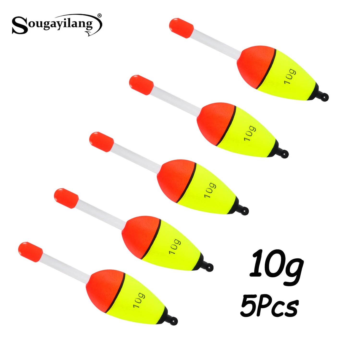 Sougayilang 5 pièces bouée de pêche veilleuse avec haute visibilité EVA Double ruban grande boule de ventre pour la pêche de nuit et longue portée