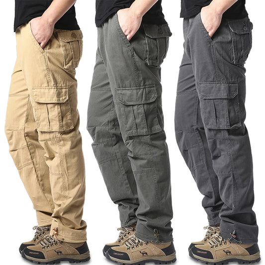 Salopette ample à grande poche pour hommes, pantalon tactique de Jogging pour Sports de plein air, taille élastique, pantalon de travail décontracté en pur coton