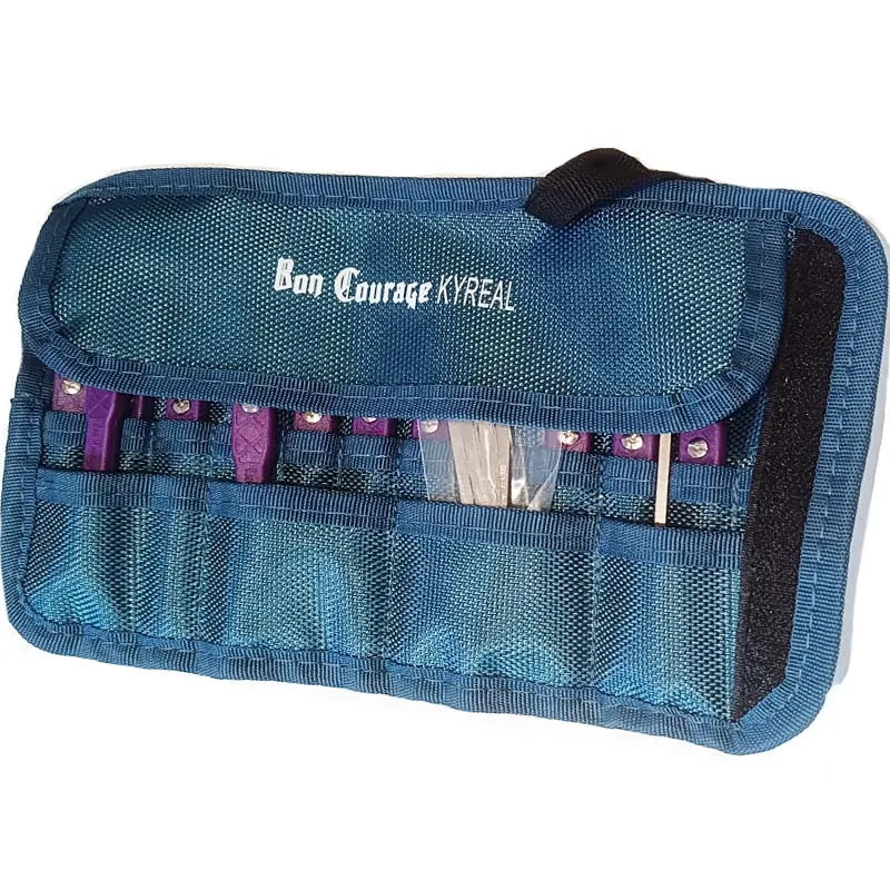 Nueva Herramienta Profesional "Buena Suerte Kyreal", Mango Azul-Violeta, 11 Ganchos de Acero Inoxidable de 0,4 mm de Grosor, Herramientas de Cerrajero