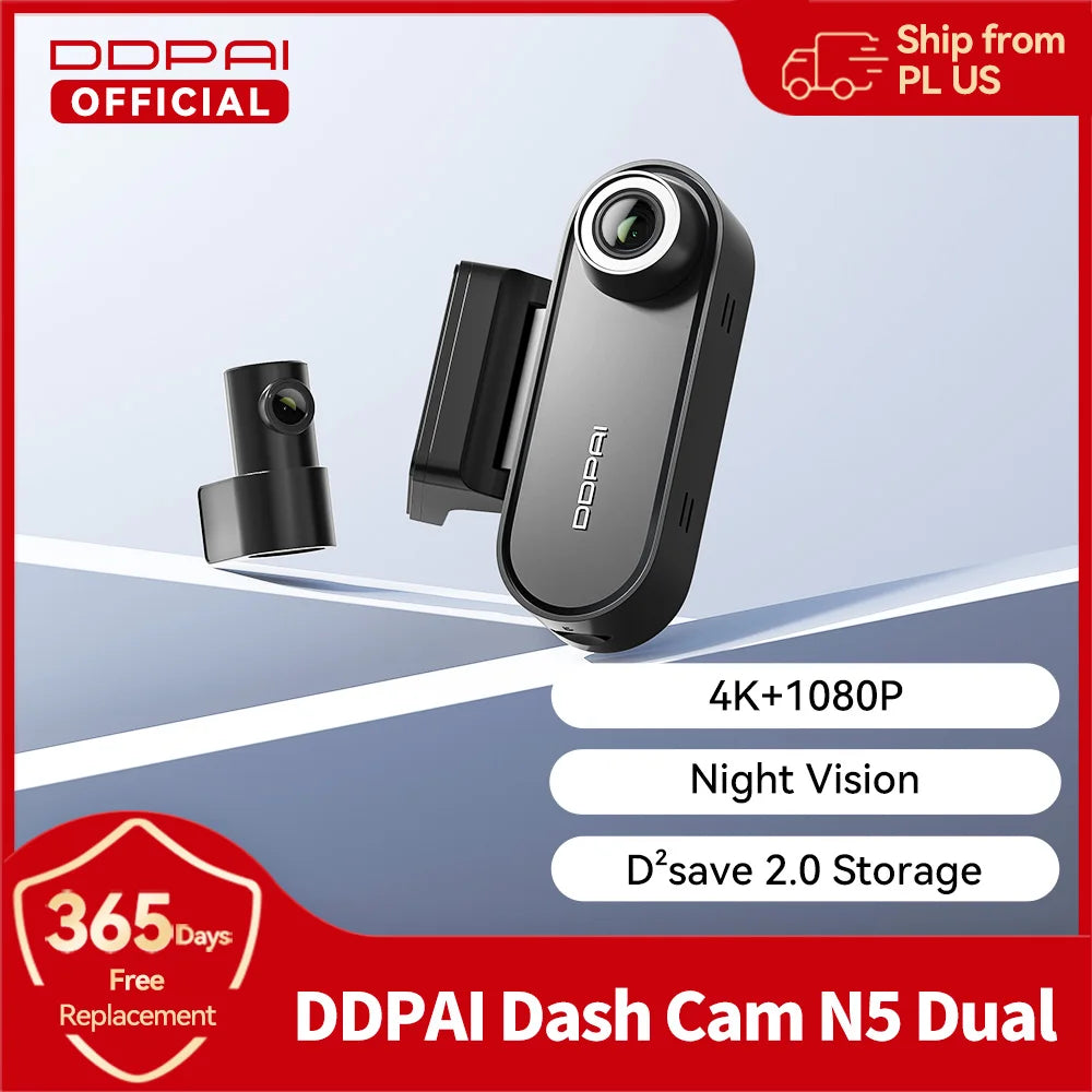 DDPAI Dash Cam N5 doble frontal y trasera 4K resolución Ultra HD cámara de salpicadero NightVIS ADAS GPS grabación automática