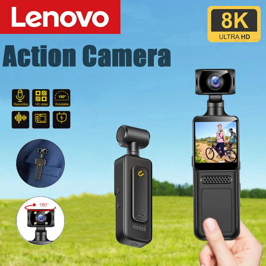 Caméra de poche 8K HD 180° rotative — mini caméra portable, vision nocturne, sport extérieur