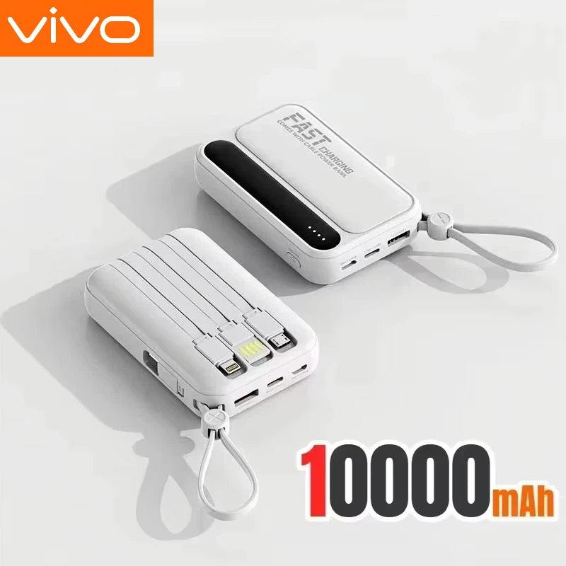 Banque d'alimentation VIVO 500000mAh, grande capacité, charge ultra-rapide, batterie externe portable, 4 câbles intégrés pour tous les téléphones