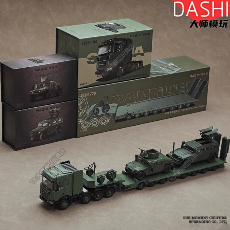 Modèle militaire 1/64 en alliage — camion de remorquage, véhicule tout-terrain, collection, cadeau de vacances
