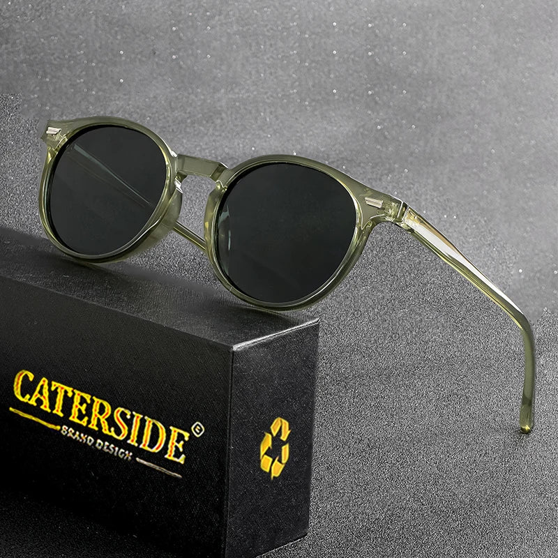 Lunettes de soleil rondes polarisées rétro — TR90/acétate, vintage, conduite et voyages