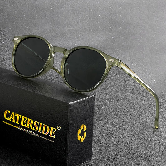 Lunettes de soleil rondes polarisées rétro — TR90/acétate, vintage, conduite et voyages