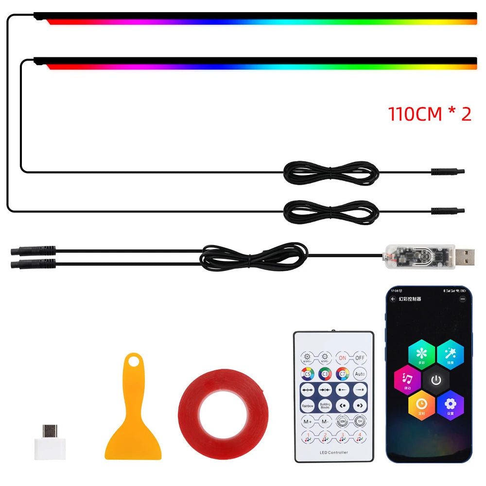 Luces LED de ambiente para coche 18 en 1, sinfonía, aplicación Bluetooth, serpentina de color RGB 214, tira acrílica ar