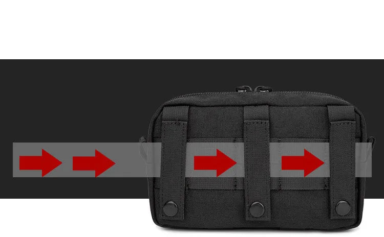 Pochette d'administration horizontale tactique Molle avec poche avant à cordon, pochette modulaire EMT, sac de rangement utilitaire EDC, sac de taille d'extérieur
