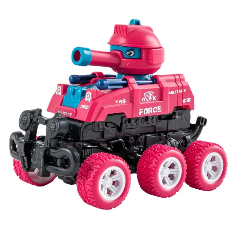 Coches pequeños de juguete de inercia para niños, vehículo todoterreno 6WD, modelo de lanzamiento por deformación por colisión, juguetes para niños, regalos de cumpleaños
