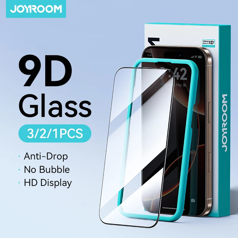 Joyroom 3/2/1 piezas cristal HD para iPhone 17 16 15 Pro Max protector de pantalla completa protección de cristal templado para iPhone 17 16 15