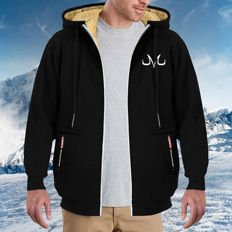 Chaquetas para hombre estampadas con forro polar sherpa, abrigos cálidos de invierno de felpa con bolsillos con cremallera, sudadera con capucha y cremallera, conjuntos para exteriores