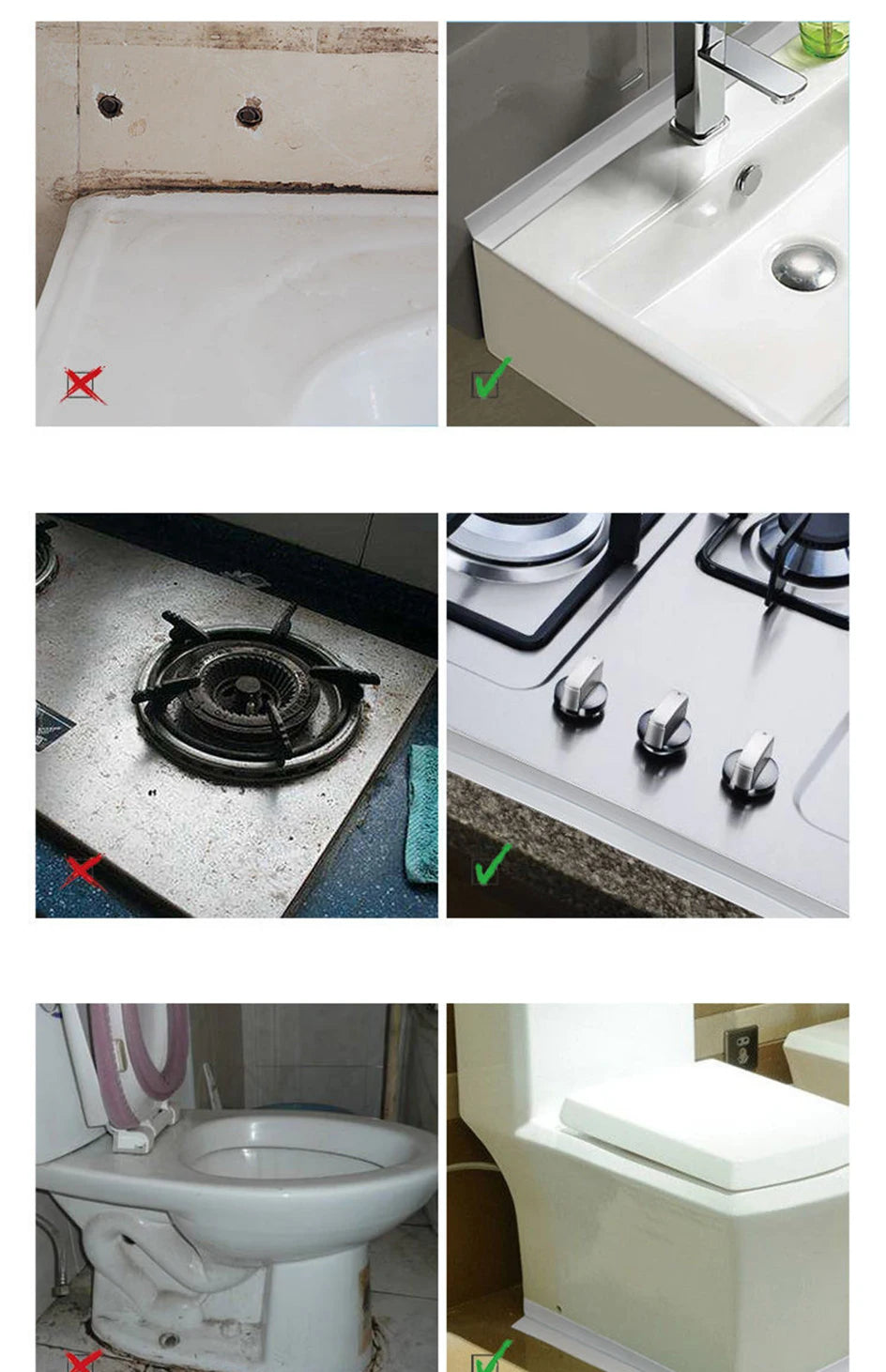 Cinta de sellado de PVC autoadhesiva para bañera, 3.2M, resistente al aceite, adhesivo de pared para esquina de borde de fregadero de cocina, tira de sellado impermeable para inodoro