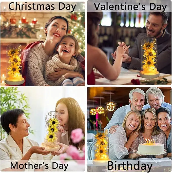 Breton glass artificial sunflowers with LED strip for women, sunflower gifts, sunflower decor, Mother's Day, Leon's Day