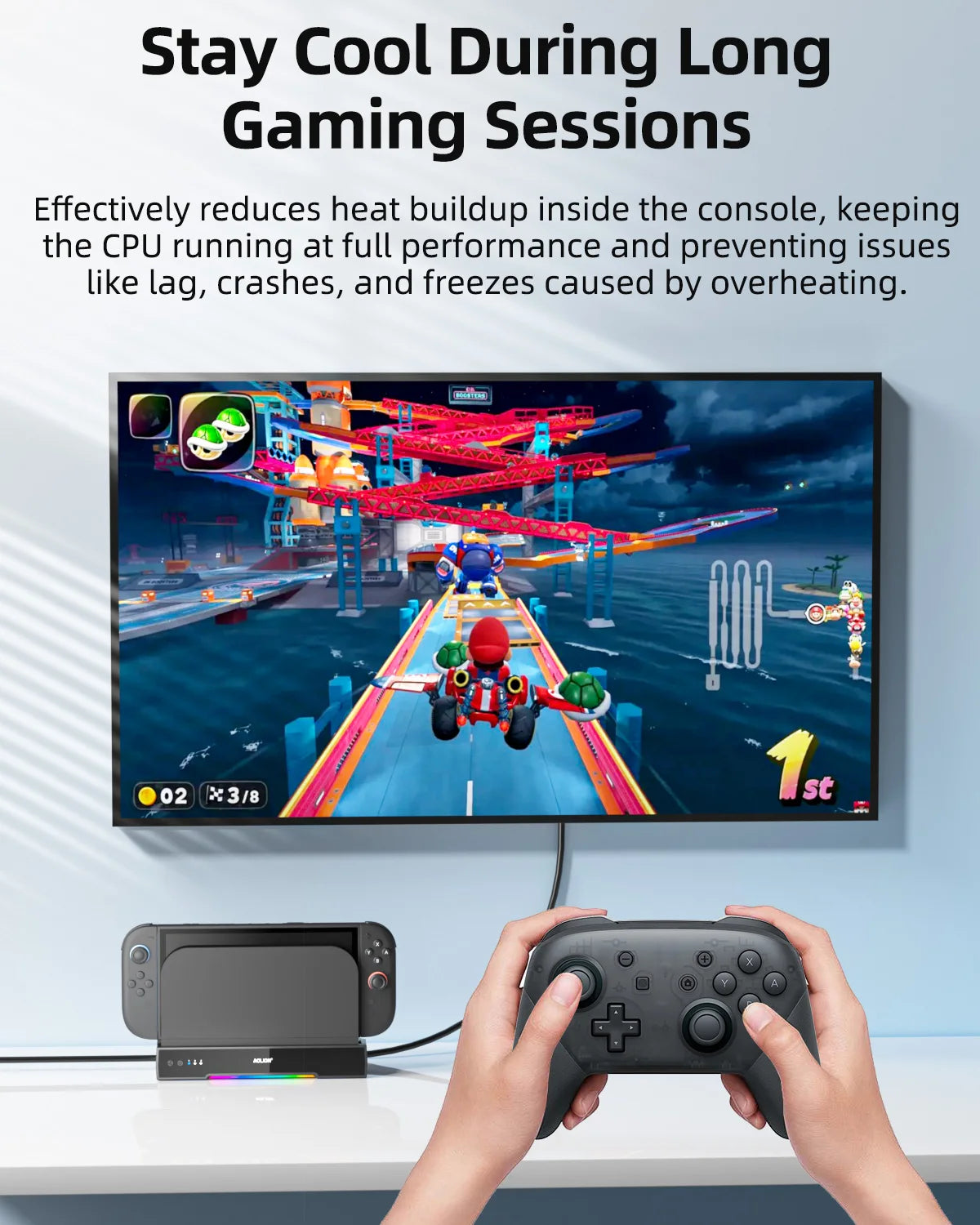 Dock RGB avec ventilateur de refroidissement HUB portable — console jeu, base d'extension, support mural, accessoires