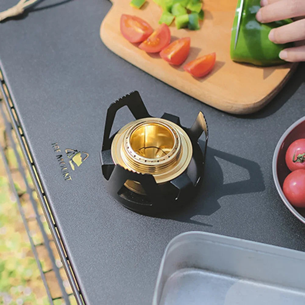 Mini poêle à alcool Portable, brûleur à puissance de feu réglable, poêle à essence, support en alliage d'aluminium, poêles de Camping en laiton ultralégers