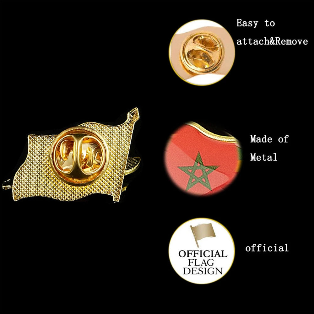 Pin de solapa de epoxi, Bandera Nacional del Reino de Marruecos, insignia/broche para bolso de traje oficial, accesorios para sombrero
