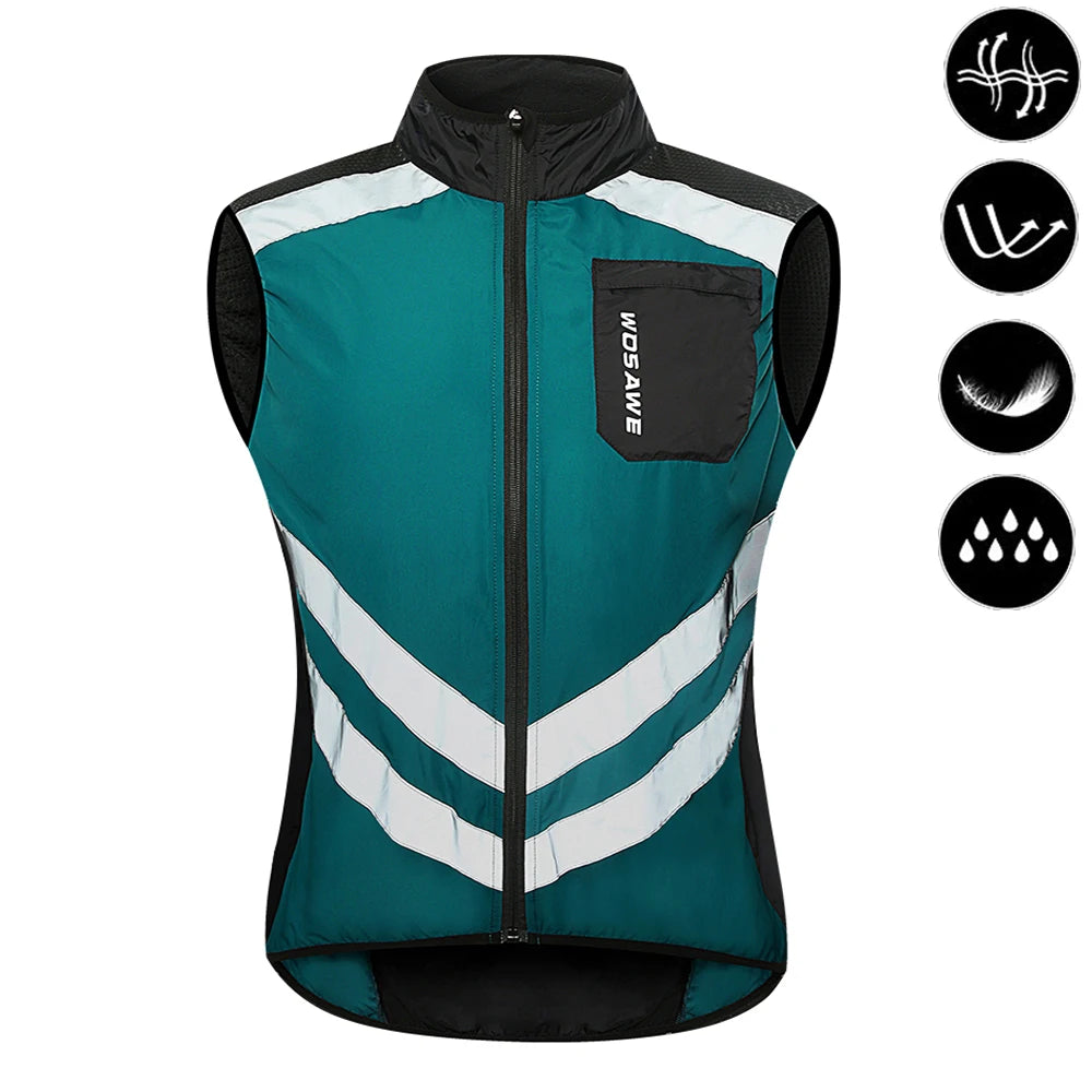Gilets de cyclisme nuit sécurité pour hommes — sans manches, sport, VTT, vêtements vélo route