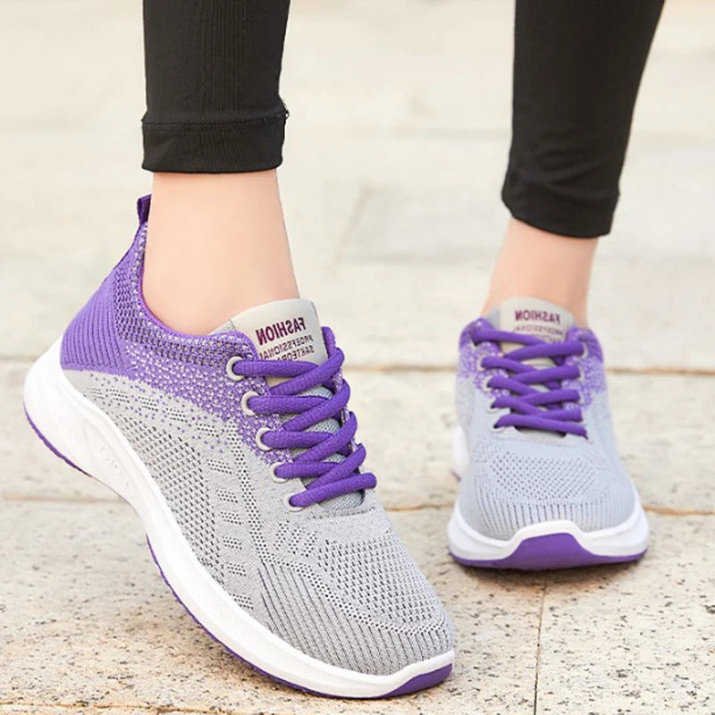 Women's Tennis 2025 Women's Vulcanized Shoes Air Mesh Lightweight Soft Sneakers Women's Flats Lace-Up Platform Casual Shoes Women's Sneakers
