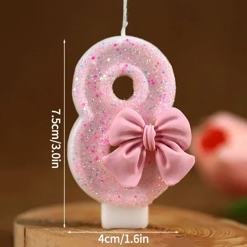 New number cake candle pink glitter birthday candle 1 2 3 4 5 6 7 8 9 3D number candle cake topper birthday party cake decor