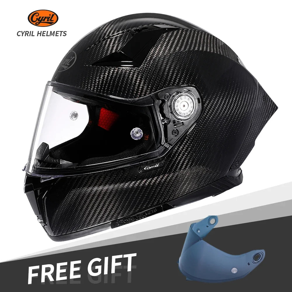 Casque Moto Intégral Fibre Carbone Kevlar — Léger Course DOT ECE Unisexe