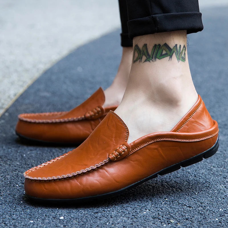 Men's Casual Genuine Leather Shoes Men's Loafers Designer Slip-on Boat Shoes High Quality Chaussure Homme Big Size 37-47