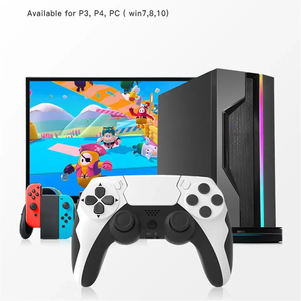 Manette de jeu sans fil avec gyroscope à six axes — compatible consoles et PC, double vibration, joystick