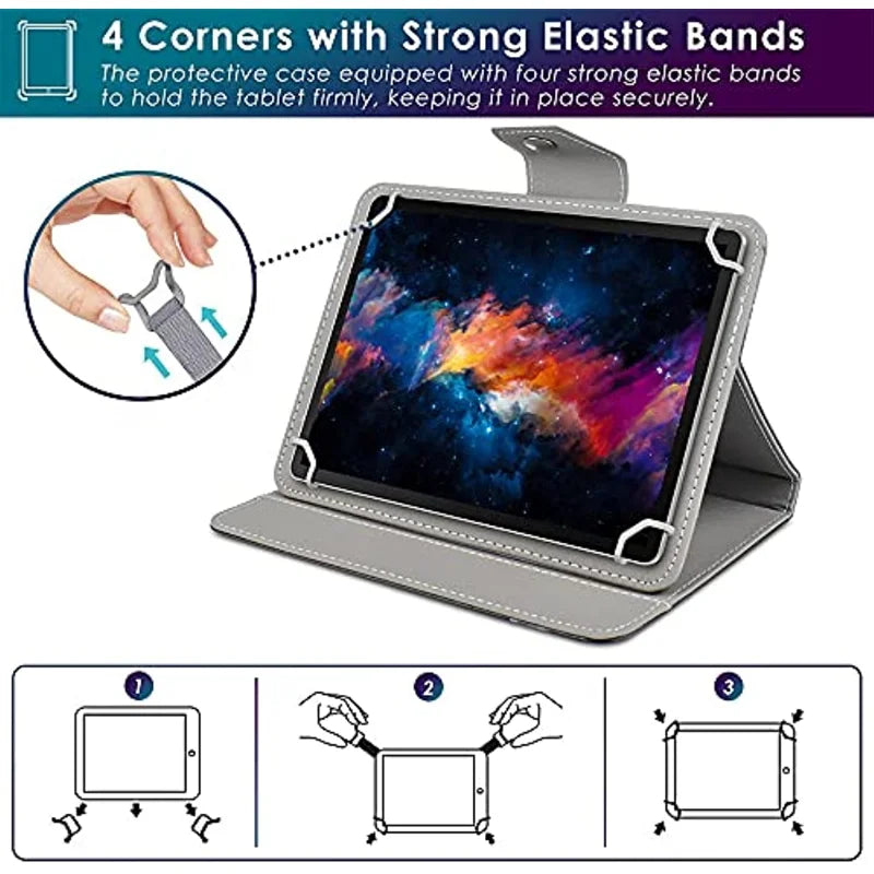 Estuche universal para tableta de 7" 8" 10.1", funda para tableta de 8 pulgadas 10 pulgadas, cubierta de soporte de cuero PET para Android/iOS/Windows de 7-10.5 pulgadas Capa
