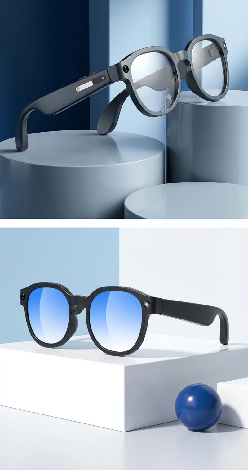 Lunettes intelligentes IA 2026 — traduction IA, caméra HD 8MP, vidéo 4K, appel Bluetooth, enregistrement, musique