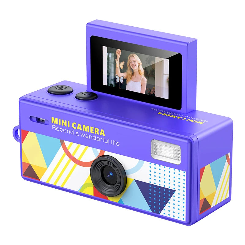 Mini caméra numérique CCD rétro avec flash, écran rotatif 1080P, petite caméra vidéo en forme de porte-clés pour cadeaux