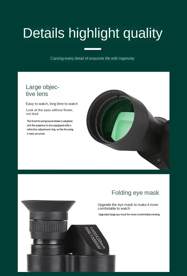 Télescope monoculaire portable haute définition avec zoom à fort grossissement, chasse, camping, alpinisme, pêche en plein air