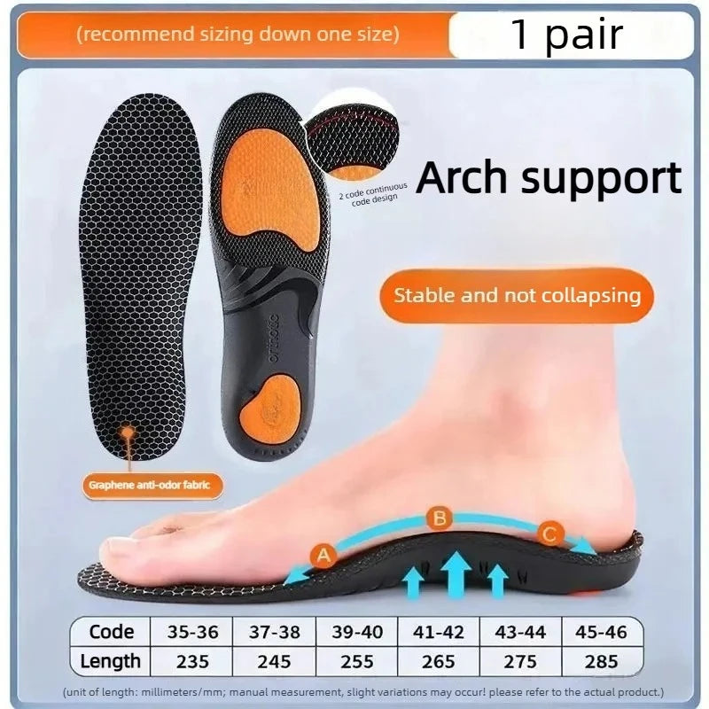 Semelles Orthopédiques Sport Graphène — Soutien Voûte, Antibactériennes & Anti-Odeurs