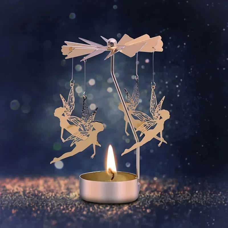 1pc Hot Metal Rotating Candle Holder, Christmas Rotary Candle Holder, Dinner Wedding Party Candlestick, Gift Decoration