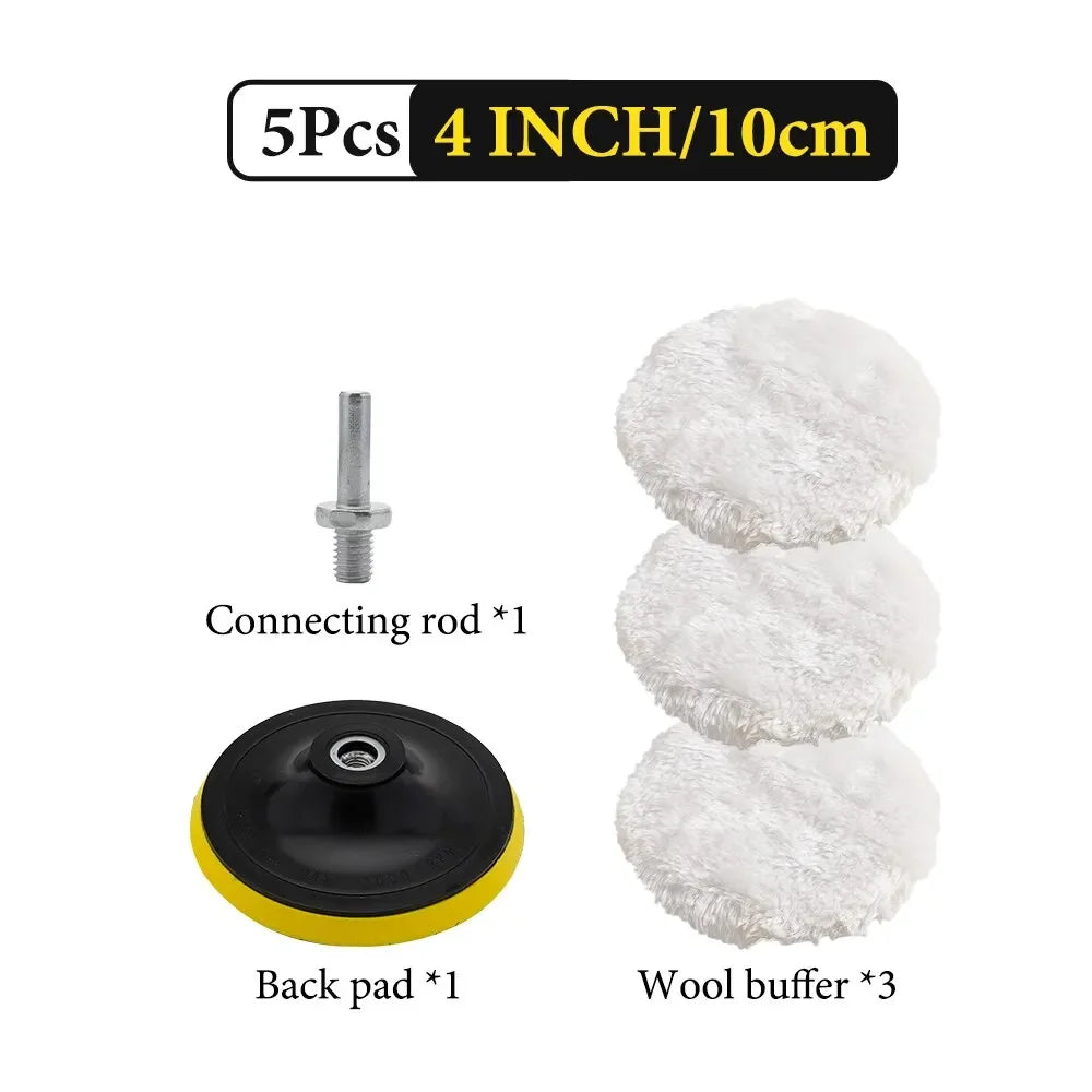Kit de Polissage Voiture 5 Pièces — Disques Laine & Mousse Correction Peinture