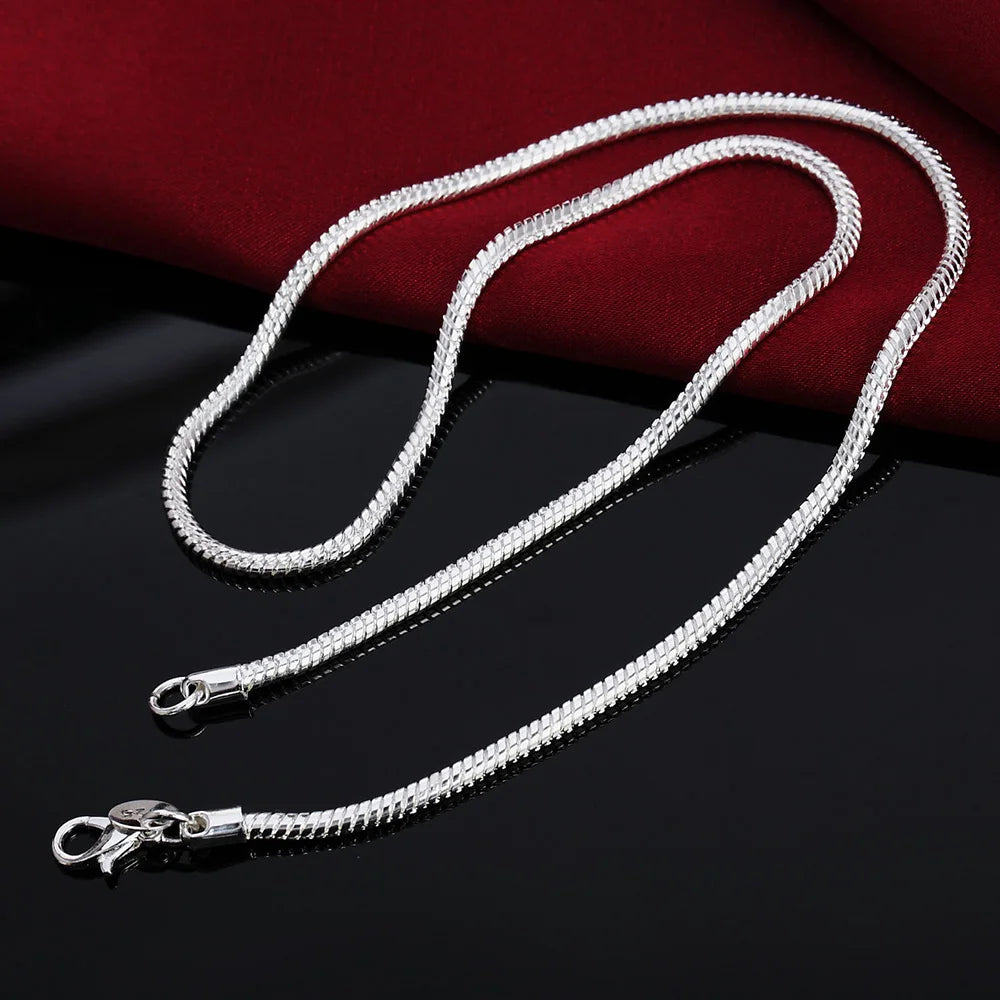 Collar de cadena de serpiente sólido de color plateado de 45-60cm, 1MM/2MM/3MM, para hombres y mujeres, joyería de moda para colgante, envío gratis