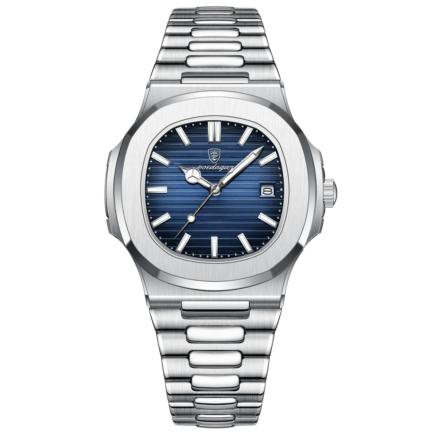 POEDAGAR Fashion Square Men's Luminous Waterproof Stainless Steel Wristwatch Men's Watch Date Quartz Business Men's Watches Reloj