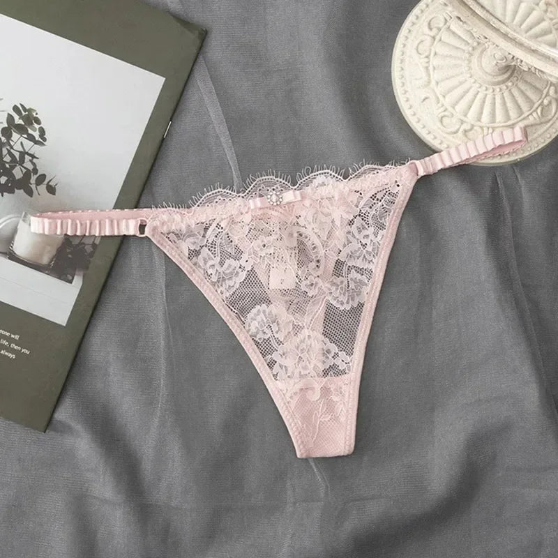 G-String Dentelle Femme — Culotte Lingerie Taille Basse Couleur Unie
