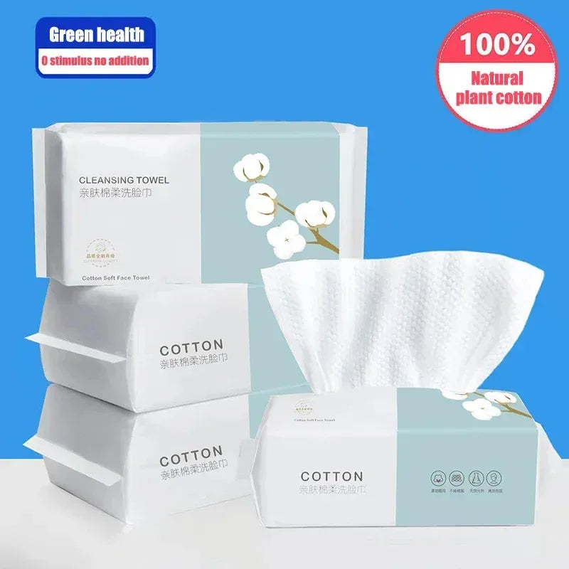 Reusable Thick Face Towel, 50 Count Per Pack, Travel Cleansing, Wet and Dry Makeup Remover, Soft Cotton Tissue