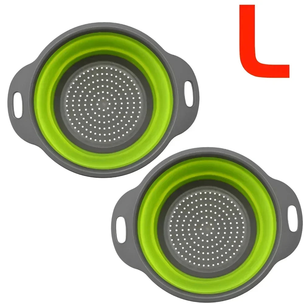 Panier égouttoir pliant en Silicone, 2 pièces, passoire pliable pour fruits et légumes, passoire de cuisine pour aliments, pâtes, ustensiles de cuisine, dispositif de vidange