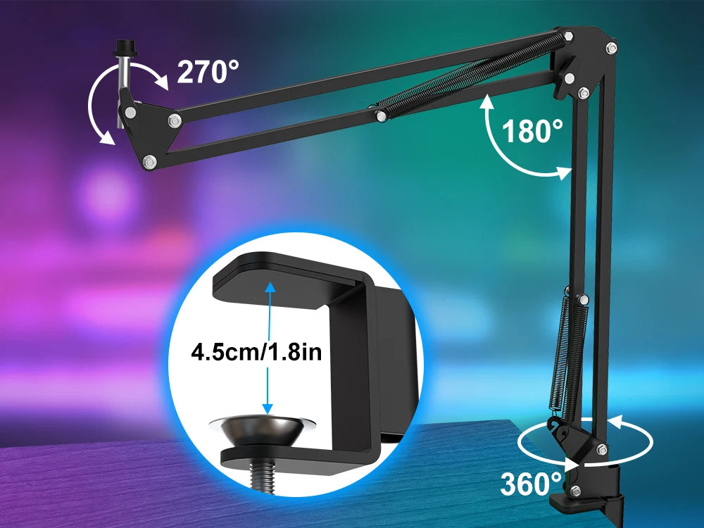 Haomuren – Kit microphone à condensateur cardioïde USB avec bras articulé pour studio et podcast