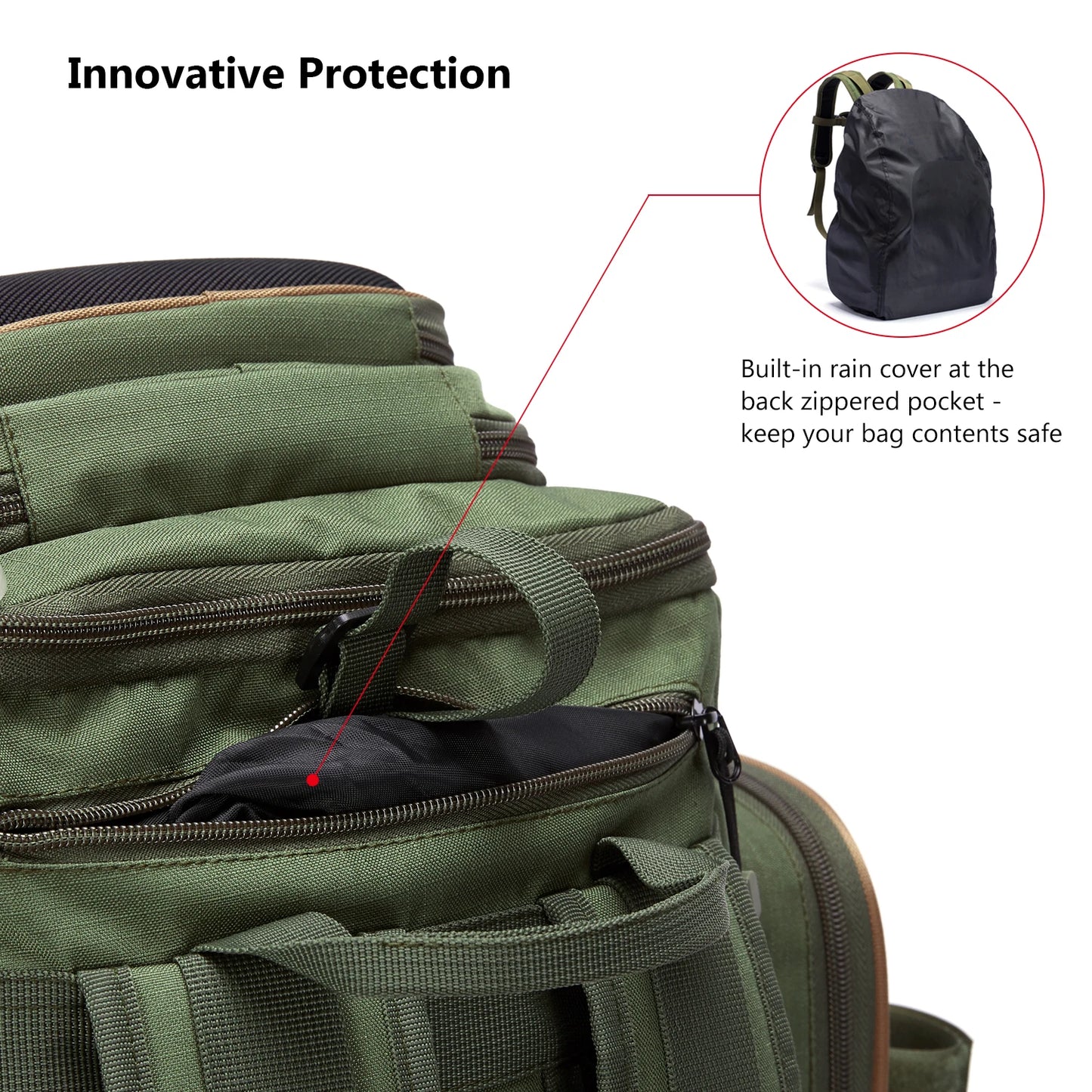 Bassdash Multifonctionnel De Pêche Sac À Dos Léger Tactique Doux S'attaquer Boîte avec Housse De Protection Pluie