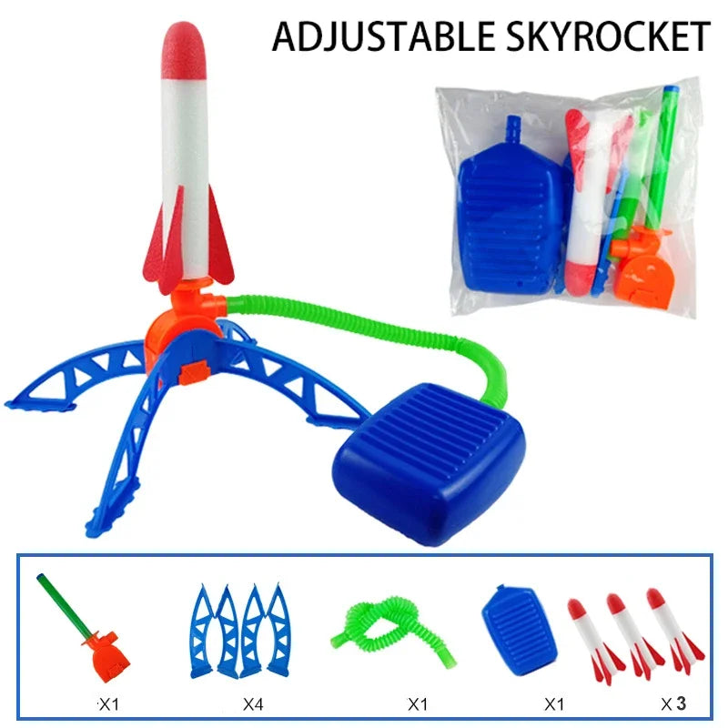 Enfants en plein air jouet en plein air pompe à fusée en plein air, la pression de l'air en plein air monte en flèche, ensemble de fusée saute, jeu de lance-roquettes aérodynamiques, cadeau de jouets pour enfants
