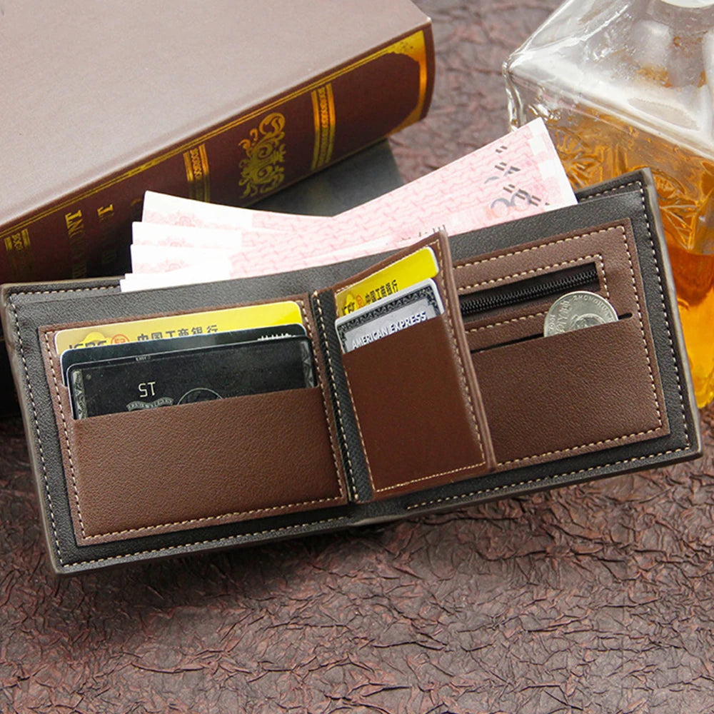 Portefeuilles Courts pour Hommes, Porte-Monnaie Fin Classique, Porte-Photo, Petit Portefeuille Masculin, Porte-Cartes de Qualité, Portefeuilles en Cuir Givré pour Hommes