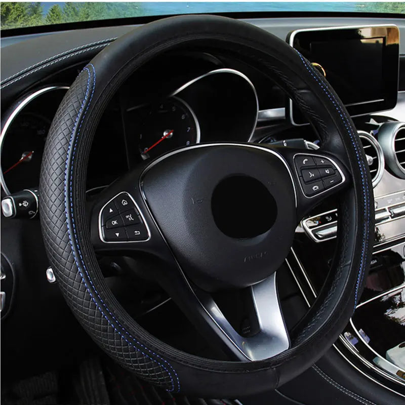Universal Car Steering Wheel Cover, 37/38cm, Anti-slip, Embossed Leather, Car Styling