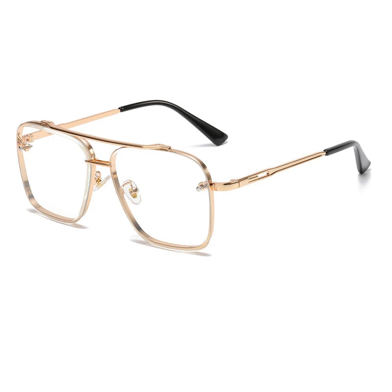 New Gradient Sunglasses for Men Fashion Metal Big Frame Sunglasses Luxury Brand Design Sunglasses for Men