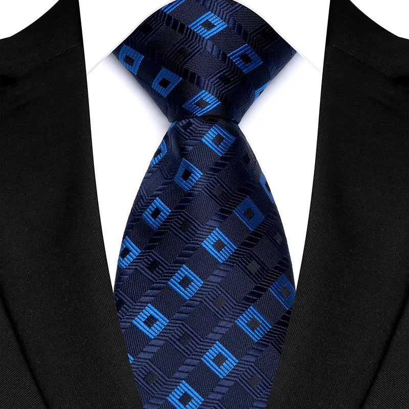 Cravate classique à rayures Paisley pour hommes — 8cm, Jacquard, bleu royal, accessoires, mariage