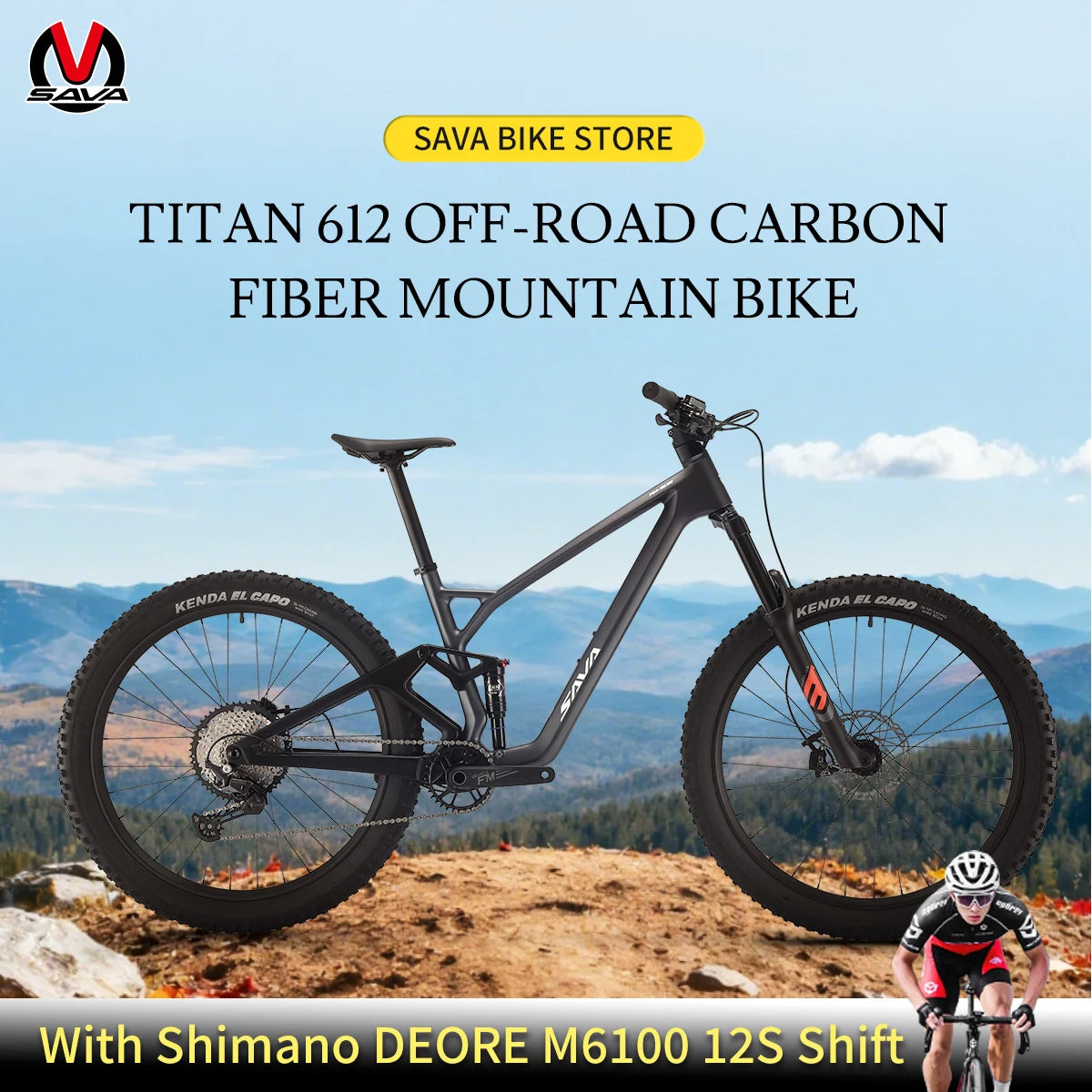 SAVA Denon 612 Carbon Fiber 12-Speed 27.5-inch Full Shock 21-Speed Shimano M6100 Kit MTB Wheel Size