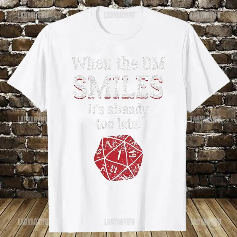 T-shirt rétro en coton pour homme — streetwear, vintage, gamer, donjons, dés, dragon, cadeaux été