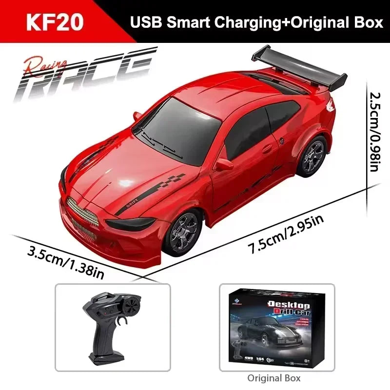 Hot Toy KF20 4WD RC Drift Car 2.4GHz Mini Remote Control Car 1:64 Scale Desktop Model Toys for Kids Boys Children Teens Gifts