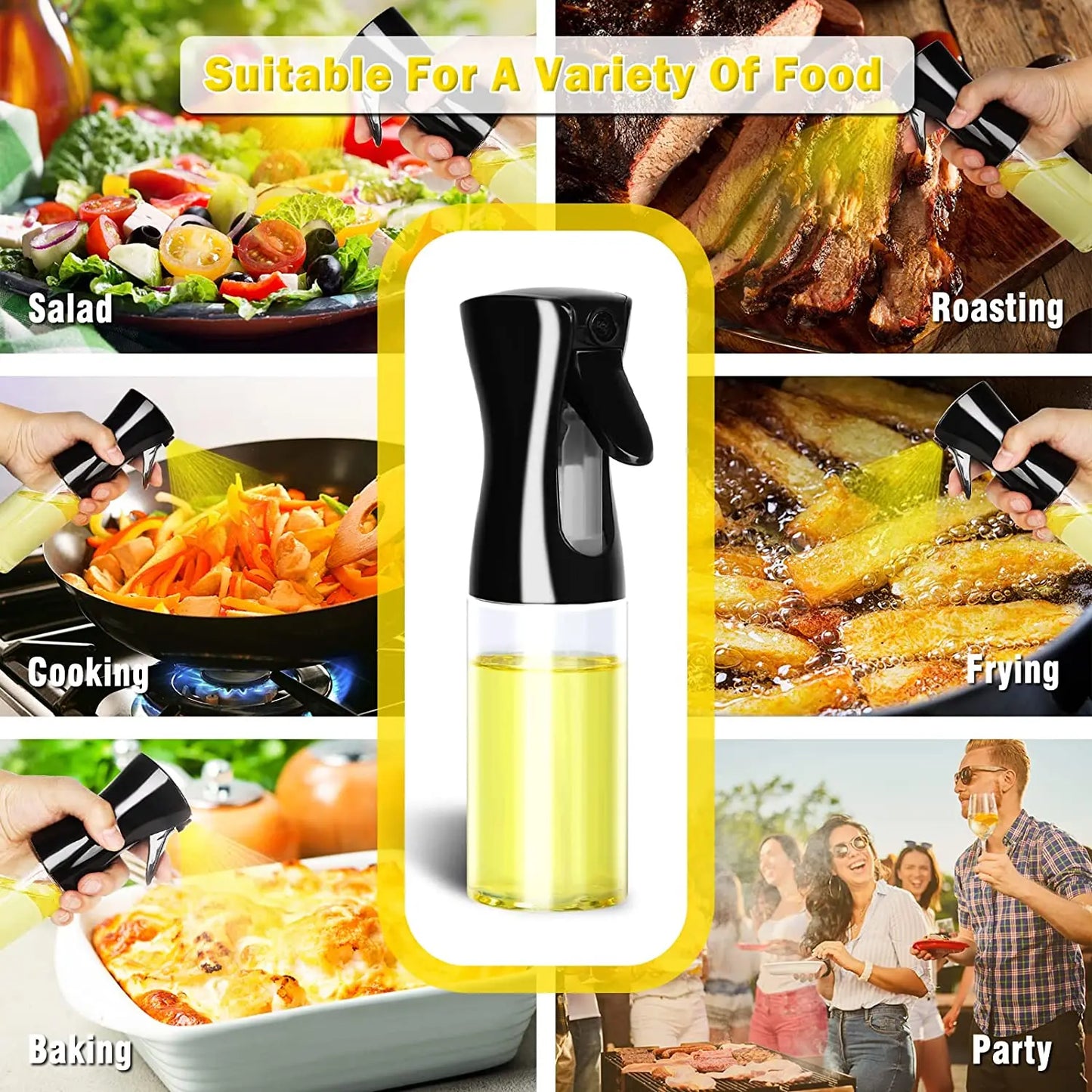 Botella pulverizadora de aceite de oliva para barbacoa, pulverizador de aceite de oliva de plástico, botella vacía, botella de vinagre o brocha de aceite, 200/300/500ml