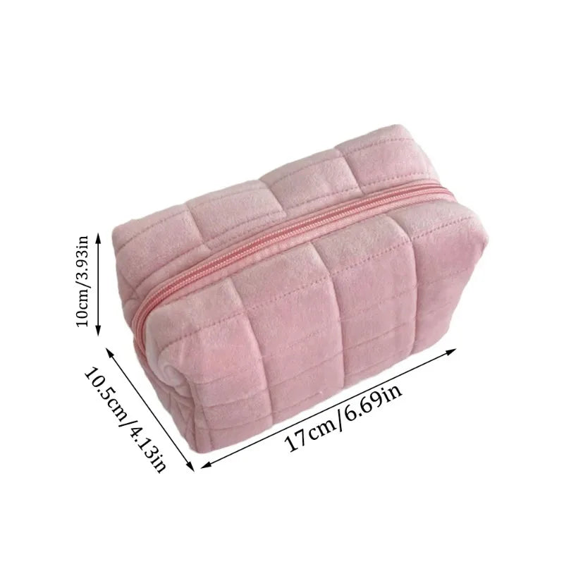 Pochette Cosmétiques en Peluche Douce — Organisateur Voyage Couleur Unie Femme